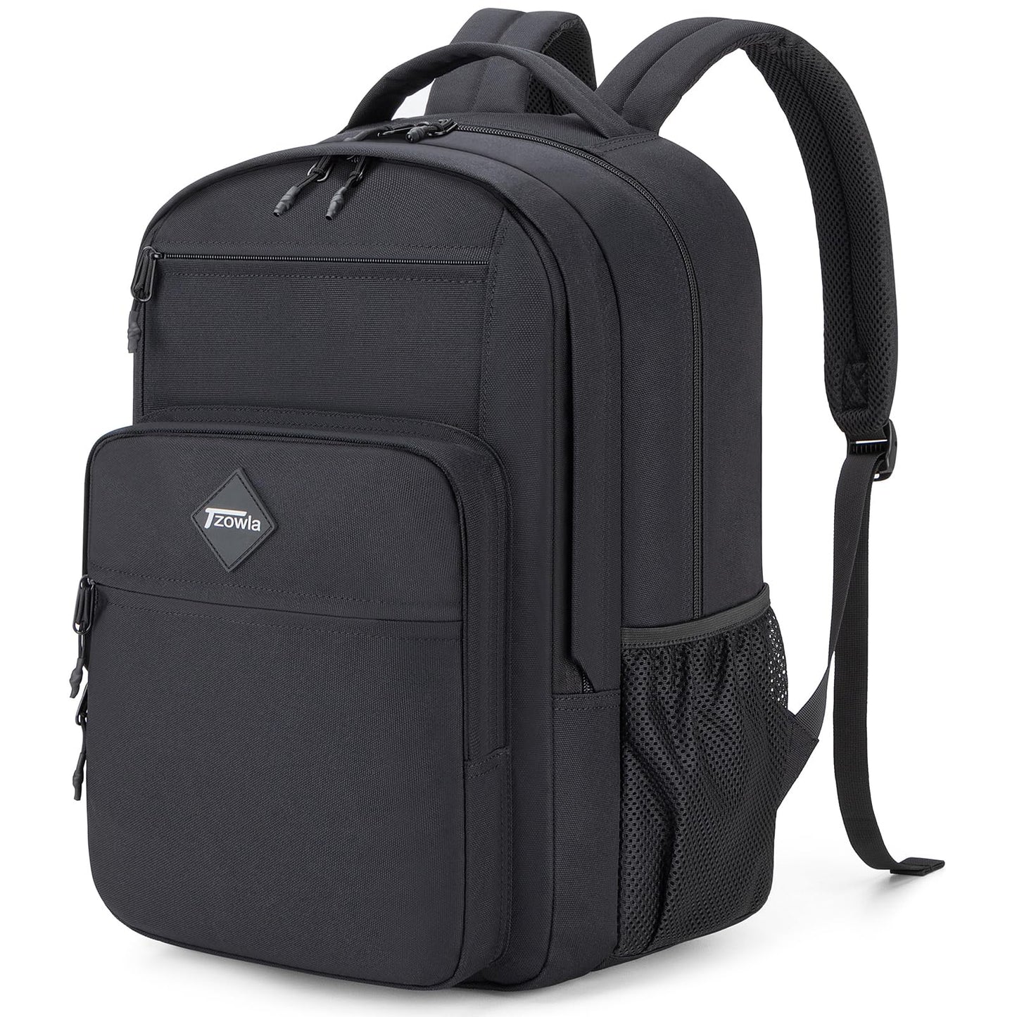 Tzowla School Backpack for Teen Girs and Boys,15.6 Inch Laptop Bookbag for 14-18 Teenage,Lightweight Students Backpacks for College/Campus/High Shool,Water Resistant Casual Daypack(Black)