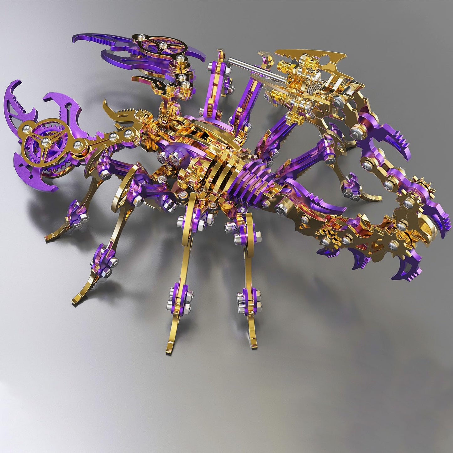 Metalkitor Scorpion 3D Metal Puzzles Kits for Adults Teens – 454 Pcs – Mechanical Assembly Models – 4 Hours to Build – Ideal for Gifts and Decorations (Gold Purple)