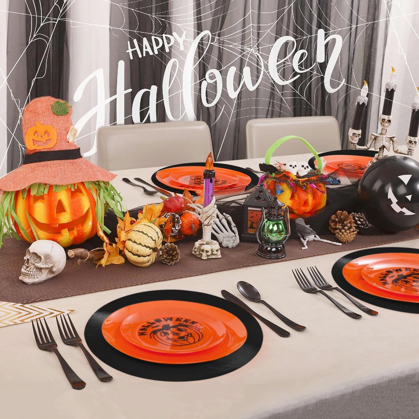 30 PCS Black Paper Placemats Round Disposable Halloween Placemat Shiny Mirrored Paper Charger Placemats for Halloween 50th Birthday Wedding Bachelorette Graduation Holiday Party Dinner Table Decor