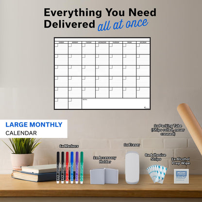 Large Dry Erase Calendar for Wall 36x48, Big Classroom Giant Month, Undated Reusable Family Monthly, Rolled Whiteboard White Board, Calendar Dry Erase Planner for Wall Erasable Large Office 48x36