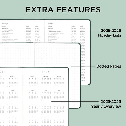 And Per Se Undated Academic Planner, A5 Weekly Calendar Planner, 72 Weeks Hardcover to Track Goals, Teacher Student Planning Book with Monthly Tab Stickers & Back Pocket (Green)