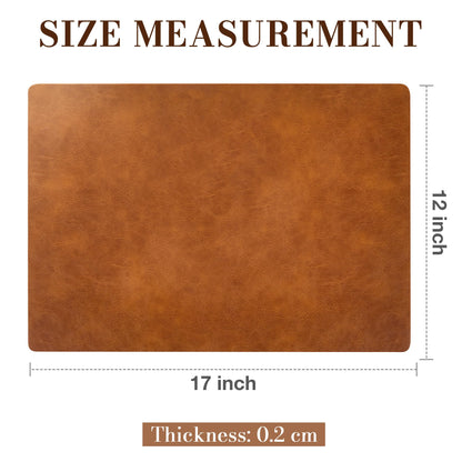 Roxifina Vinyl Placemats Set of 6 - Faux Leather Waterproof Washable PU Place Mats, Heat Resistant 12 x 17 Inch Easy Clean Wipeable Non-Slip Table Mats for Dining, Kitchen, Outdoor (Reddish Brown)