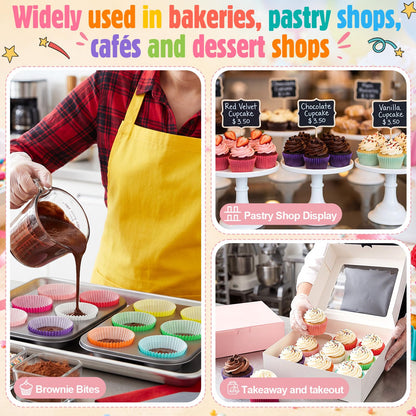 Ferrochef 900 Pack Colorful Cupcake Liners Bulk, Mini Rainbow Cupcake Baking Liners Paper Muffin Liner Food Grade Greaseproof Cupcakes Wrappers Holder for Birthday Wedding Party Supplies