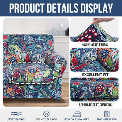 hyha Couch Covers, Chair/Sofa Covers, Floral Pattern, Stretch, Printed, 2 Pieces, Armchair Slipcover, Separate Couch Cushion Slipcover, Furniture Protector for Dogs(Armchair, Paisley Floral)