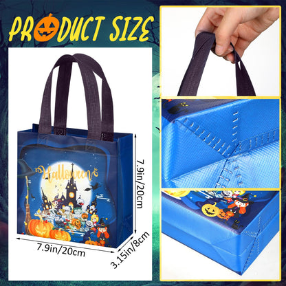 Sweetude 50 Pcs Halloween Bags Halloween Tote with Handles Non Woven Bags for Gifts Wrapping Party Supply, 7.9x7.9x3.15''(Creepy)