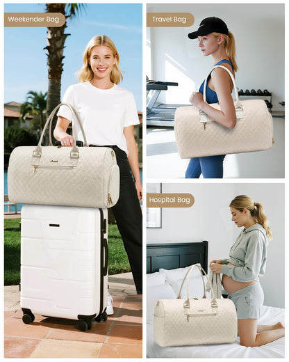 LOVEVOOK Travel Duffle Bag, Weekender Bag for Women with Toiletry Bag, Carry on Overnight Bag with Shoe Compartment, Gym Duffel Bag with Wet Pocket, Mommy Hospital Bags for Labor and Delivery