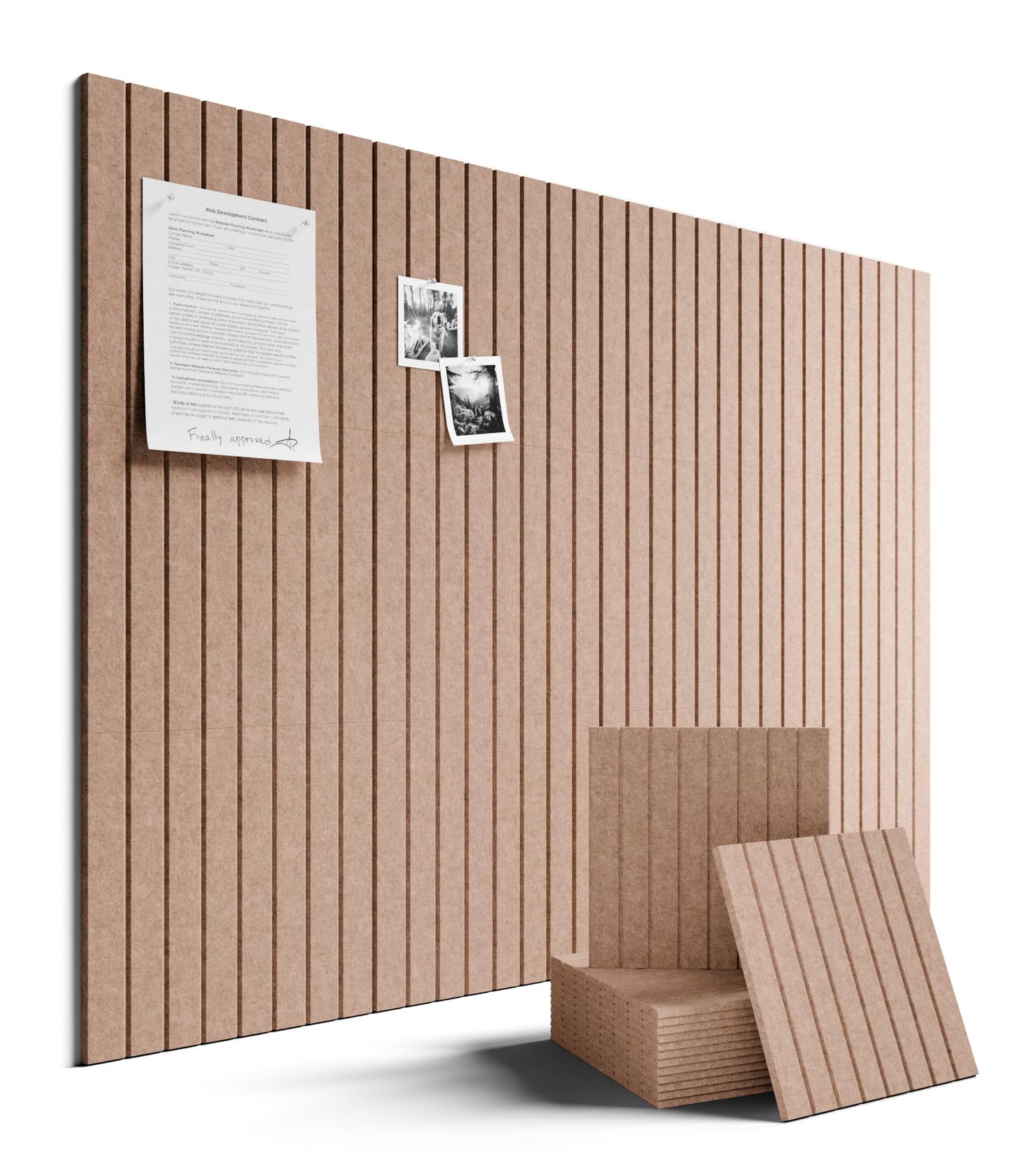 Large Felt Bulletin Board 48" x 36" Cork Board Alternative-12 Pack with 70 Safe Removable Adhesive Tabs, Felt Boards for Walls Bulletin Boards for Home Office Classroom Pin Board-Terracotta