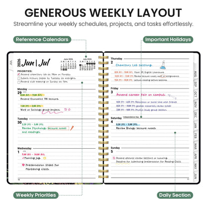 Planner 2026-2027, Academic Year Weekly and Monthly Calender Planner, from Jul 2026 - Jun 2027, Spiral Bound School Planning Book, Perfect for Teacher, Student, Women & Men, A5 (6.3" x 8.5"), Forest Myth