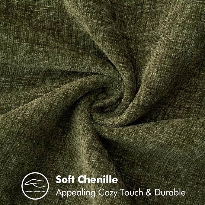 MIULEE Pack of 2 Euro Sham Pillow Covers 24x24 Inch Olive Green Farmhouse Decorative Throw Pillow Covers with Stitched Edge Soft Chenille Solid Dyed Pillow Covers for Bed Sofa Couch Living Room