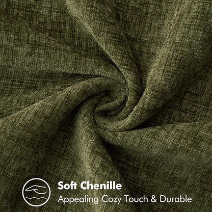 MIULEE Pack of 2 Euro Sham Pillow Covers 24x24 Inch Olive Green Farmhouse Decorative Throw Pillow Covers with Stitched Edge Soft Chenille Solid Dyed Pillow Covers for Bed Sofa Couch Living Room