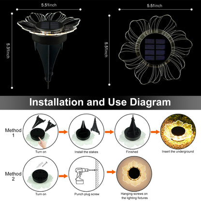 Roaming Light Solar Flower Shaped In-Ground Lights, 3 Pack Waterproof LED Petal Pathway Lights, Outdoor Acrylic Landscape Lights for Garden Yard Walkway Patio (Petal)
