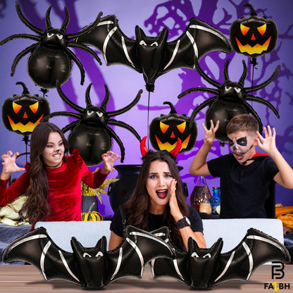 Huge, 47 Inch Spooky Halloween Balloons - Pack of 9 | Black Pumpkin Ballooons, Bat Balloons, 32 Inch Black Spider Balloon | Scary Halloween Party Decorations, Spooky Party Decorations