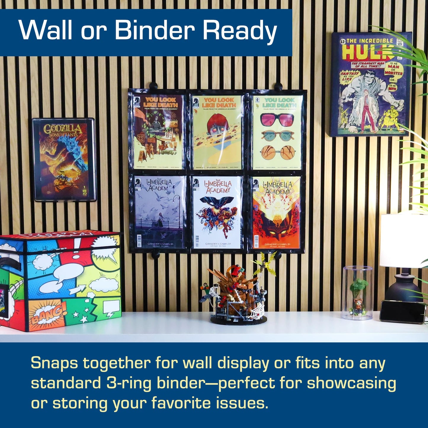 BCW Snap-It Comic Book Display System – 12-Pack | Wall-Mountable Panels for Current & Silver Age Comics | Modular, Binder-Compatible Storage for Collectors