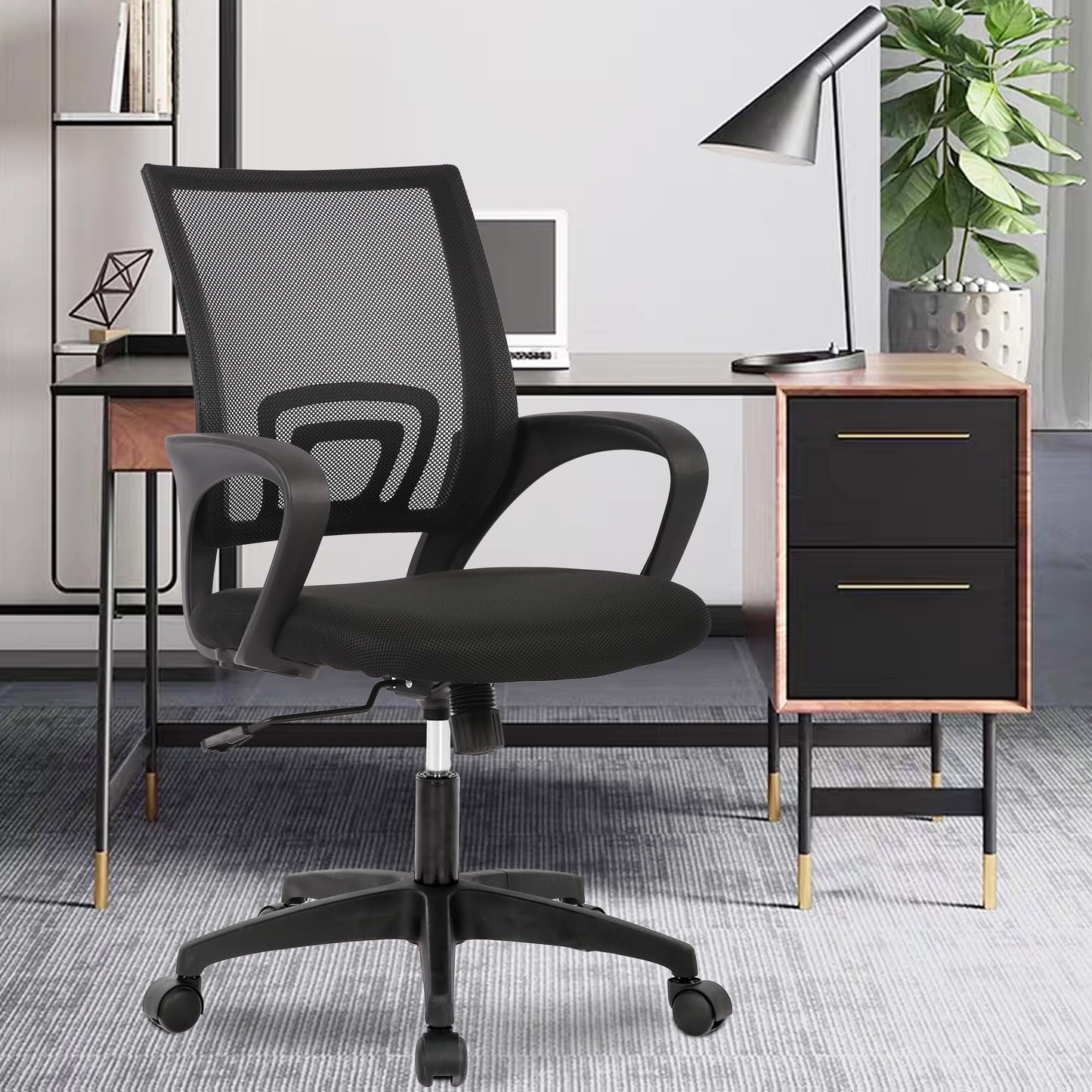 PayLessHere Home Office Chair Desk Computer Chair Adjustable Ergonomic Lumbar Support Armrest Executive with High Density Mesh 360 Degree Swivel Chair for Men Women Adults, Black
