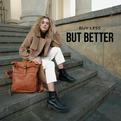BERLINER BAGS Vintage Genuine Leather Backpack Utrecht M, Laptop Backpack, Travel Backpack for Women and Men - Brown