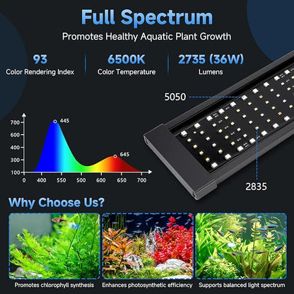fishkeeper LED Aquarium Plant Light, 24/7 Full Spectrum Aquarium Light with 5 Nature Weather Mode, Auto On Off with Timer for 24-32 Inch Fish Tank, Adjustable Colors/Brightness with Memory Function