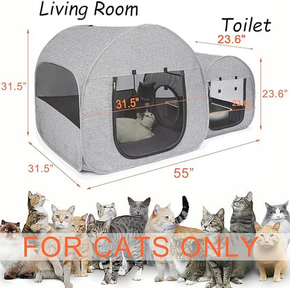 Portable Cat Playpen, Delivery Room, Enclosure, Postoperative Recovery, House Design for Better Standing, Foldable Pet Tent for Indoor and Outdoor Use, Cat Houses & Condos (Light Grey)
