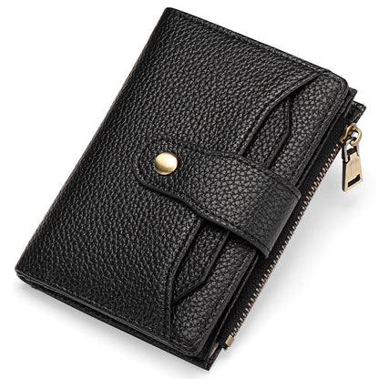 GAEKEAO Small Wallets Woman RFID Blocking Leather Bifold Card Holder Wallets with Zipper Pocket Removable ID Window