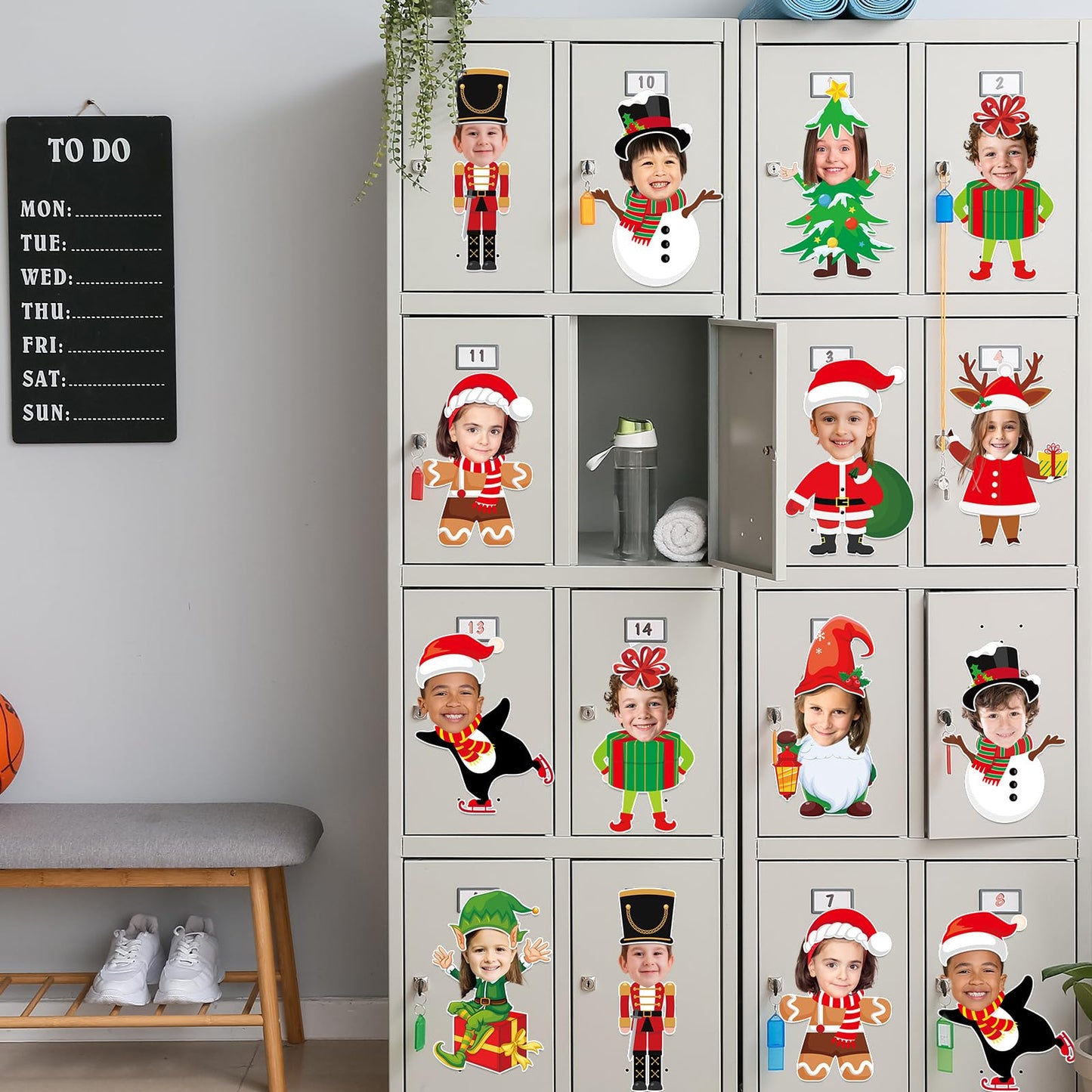 60pcs Christmas Theme Cutouts Xmas Holiday Bulletin Board Decorations Xmas Theme Claus Paper Cut-Outs Classroom Decor for Christmas Classroom DIY Craft Photo Wall Door Winter Party Supplies