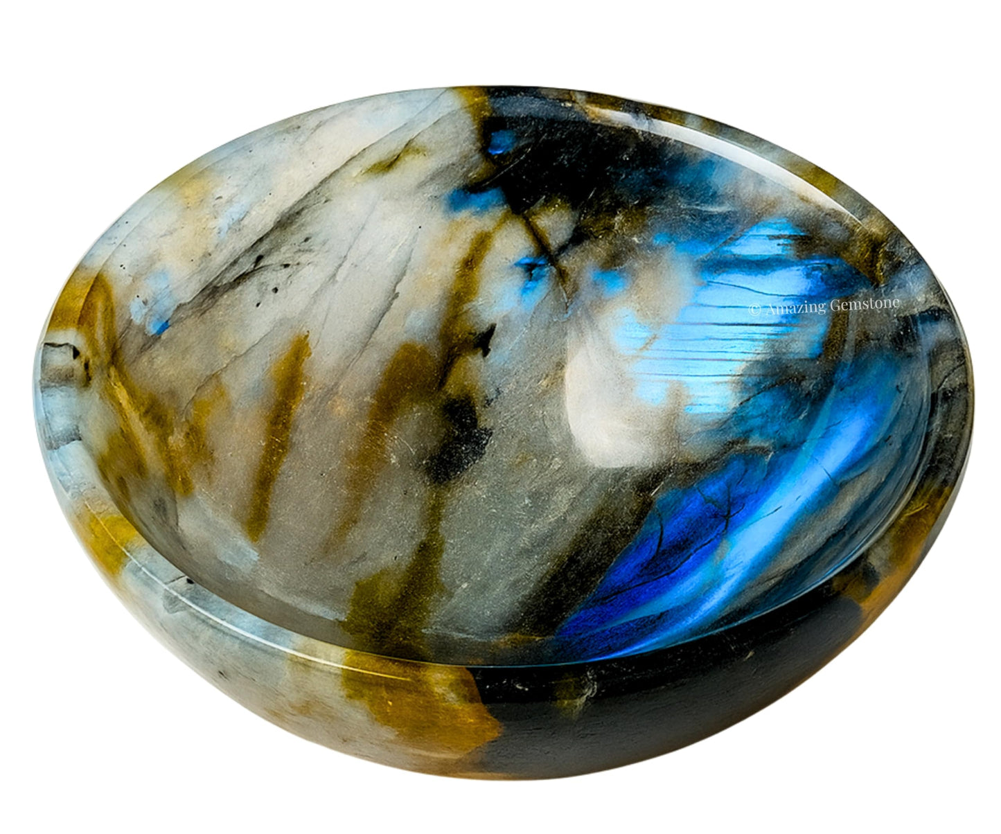 Labradorite Crystal Bowl - 3 Inch Decorative Bowls for Room and Home Decor - Gemstone Healing Crystals for Elegant Display, Positive Energy Balance and Gift