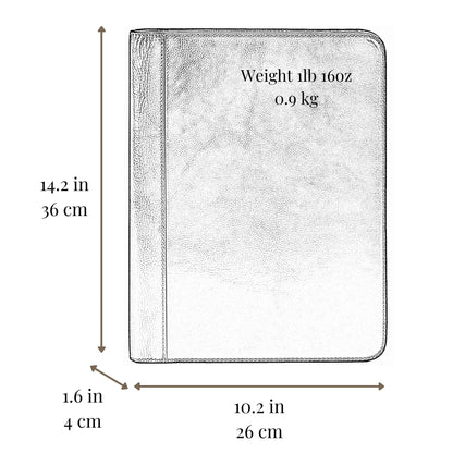 Time Resistance Leather Portfolio - A4 Document Folder - Italian Handcrafted Padfolio Organizer (Brown) - Gift Box Included