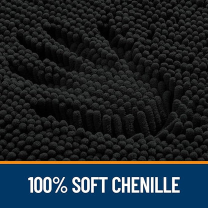 OLANLY Small Bathroom Rugs 24x16, Extra Soft Absorbent Chenille Bath Rugs, Rubber Backing Quick Dry, Machine Washable Bath Mats for Bathroom Floor, Tub and Shower, Home Decor Accessories, Black