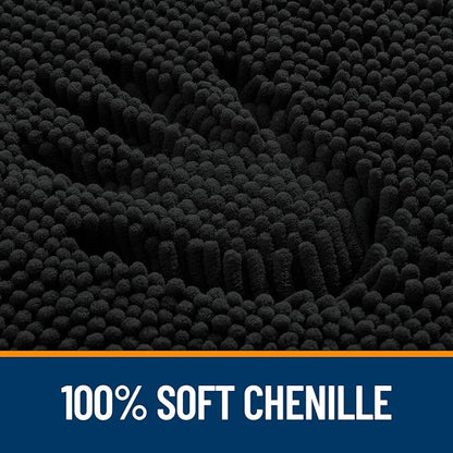 OLANLY Large Bathroom Rugs 59x35, Extra Soft Absorbent Chenille Bath Rugs, Rubber Backing Quick Dry, Machine Washable Bath Mats for Bathroom Floor, Tub and Shower, Home Decor Accessories, Black