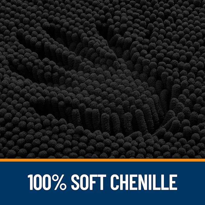 OLANLY Bathroom Runner Rugs 70x24, Extra Soft Absorbent Chenille Bath Rugs, Rubber Backing Quick Dry, Machine Washable Long Bath Mats for Bathroom Floor, Tub and Shower, Home Decor Accessories, Black
