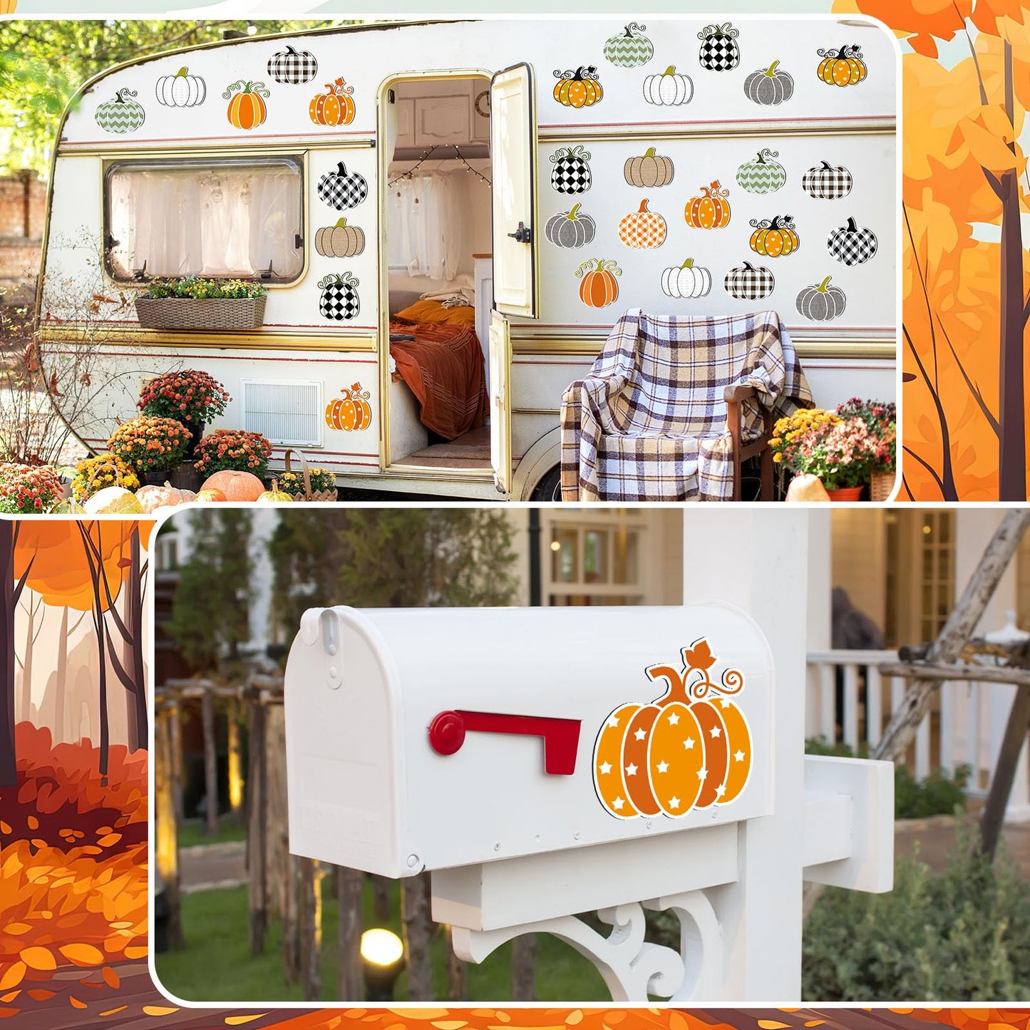Hoteam 30 Pcs Thanksgiving Fall Pumpkin Refrigerator Fridge Magnets Orange Buffalo Plaid Pumpkin Car Magnets Decoration Thanksgiving Garage Door Magnetic Decals Stickers for Home Mail Box Party Favors