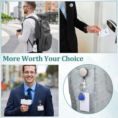 Leelosp 20 Pack Heavy Duty Retractable Badge Holder Reel Metal ID Badge Holder with Belt Clip Keyring Retractable Clip Bulk Card for Work Employee Doctor Nurse Gifts (Glossy Grey)