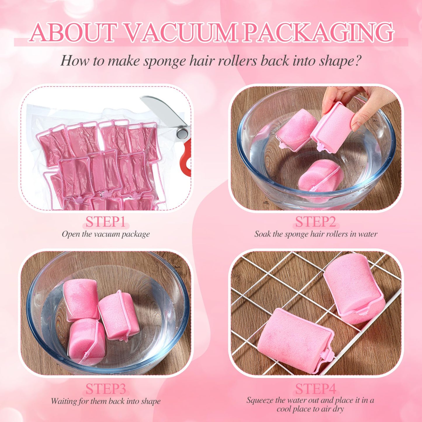 Geyoga 18 Pieces Sponge Hair Rollers Large Soft Foam Hair Styling Curlers Large Size Hairdressing Curlers for Women(Pink,1.6 x 2.8 Inches)
