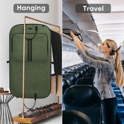 BALEINE Travel Garment Bag, Travel Suit Bag for Men, Water Resistant Carry on Garment Bag for Hanging Clothes, Garment Duffel Bag for Travel Business (Green)
