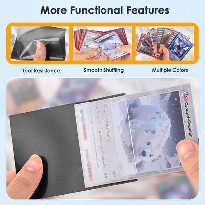 500 Pcs Black Card Sleeves Toploaders for Trading Card, Matte Card Sleeves Deck Card Protectors Compatible with Baseball Cards, Sports Cards, Game Card