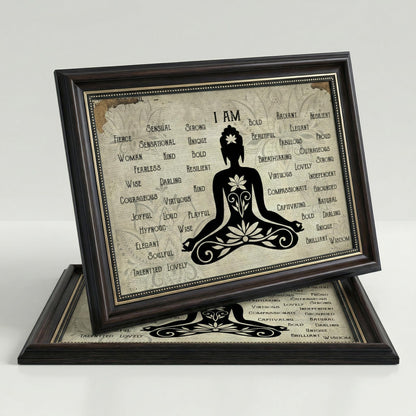 Dark Brown Framed Zen Canvas Wall Art Calming Zen Lotus Wall Decor Picture Minimalist Black White Spiritual Meditation Poster Prin for Room Modern Yoga Spiritual Spa Living Bedroom Decoration