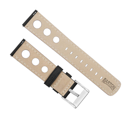 21mm Black - BARTON Rally Horween Leather Watch Bands - Integrated quick release spring bars- 316L stainless steel- Choose Strap Color & Width