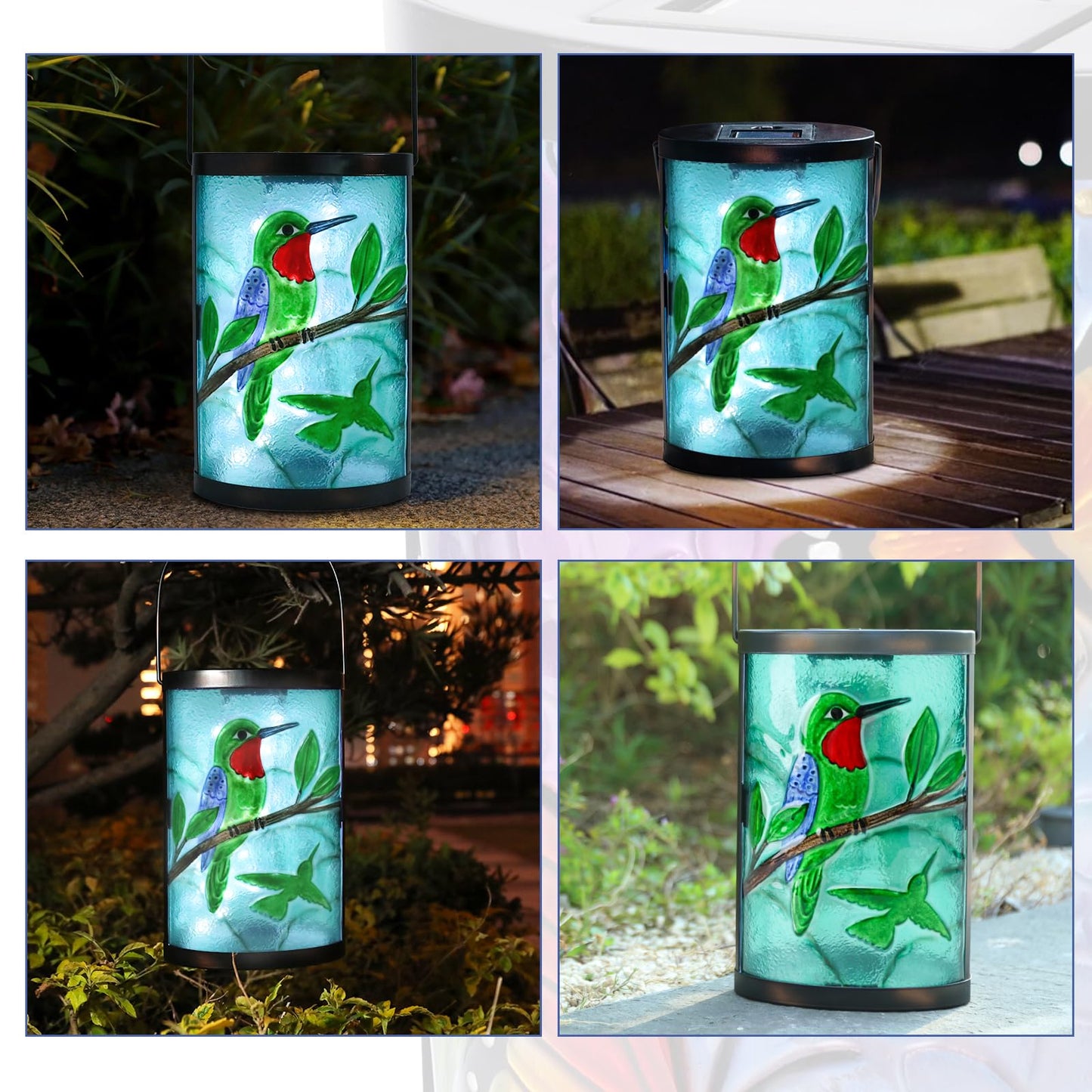 Afirst Hanging Solar Lantern Outdoor Bird Glass Lights Waterproof LED Lamp for Garden Yard Tree Desk Decor