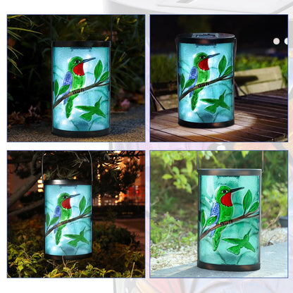 Afirst Hanging Solar Lantern Outdoor Bird Glass Lights Waterproof LED Lamp for Garden Yard Tree Desk Decor