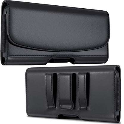 Meilib Cell Phone Belt Holder with Clip, Holster for Men, Premium Cellphone Pouch Case for iPhone 17, 16e, 16, 15, 14, 13, 12, 11 & Pro Models, (Fits with Otterbox Commuter Case on), Black