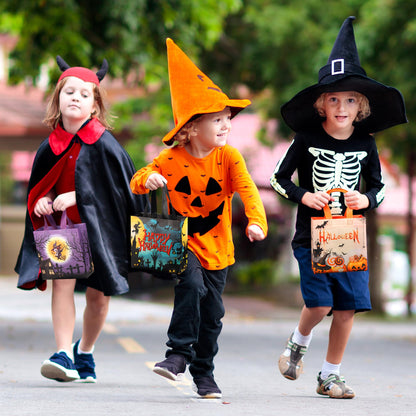 TONESPAC 24 PCS Halloween Trick or Treat Bags, Non-woven Reusable Tote Halloween Candy Gift Bags with Handles for Gift Giving, Party and Trick or Treat (7.9 x 7.9 x 3.15 inch)