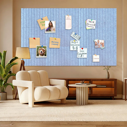 15 Pack Felt Bulletin Board, 35" x 59" Large Light Blue Pinboard with 30 Push Pins, Felt Pin Board, Self-Adhesive Cork Board Tiles for Home, Office Walls, School Classroom Message Photos Display