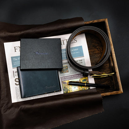 Travelambo Genuine Leather Wallet for Men with Gift Box - Handmade Bifold Stylish - Mens Wallets Rfid Blocking with 2 ID Windows
