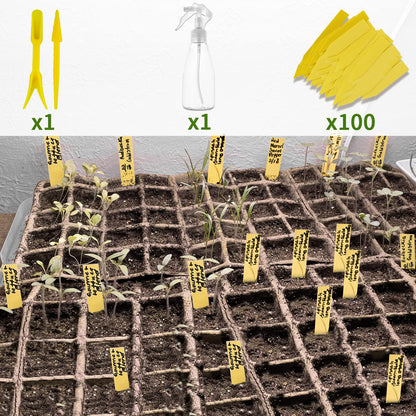 SYITCUN 160 Cells Seedling Starter Trays,10 Pack Starter Trays for Planting Seeds,Biodegradable Seed Starter Peat Pots,Bonus 100 Plant Labels,2 Transplanting Tools,1 Spray Bottle