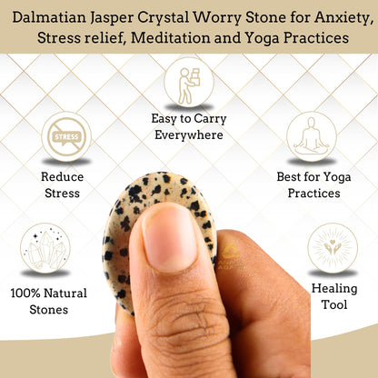 Anaya Agate Dalmatian Jasper Worry Stones Certified Crystal Thumb Worry Stone for Anguish, Relaxing and Soothing Balance Stones for Meditation, Stress Relief Crystals and Healing Stones for Men, Women
