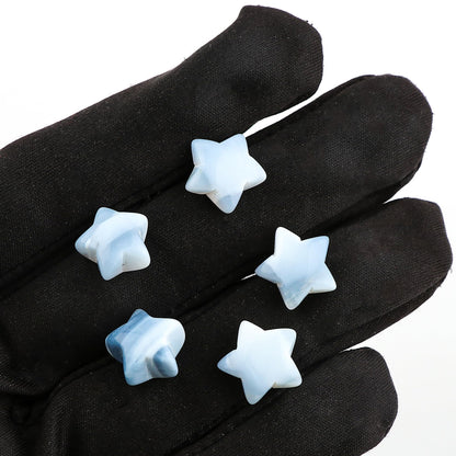 CRYSTALINES 5pcs, Wholesale Natural Blue Opal Gemstones, Bulk Star Shape Stones, Assorted Loose Supply, DIY Craft-Jewelry Making, Chakra Healing Crystals, Gem Collection, 10-14mm