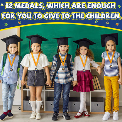 Misdary 12 Pcs Kindergarten Preschool Graduation Medal for Kids Bulk Graduating Award Medals with Neck Ribbon Graduation Gifts for Pre-k School Student Party Favor Supplies(Bear)