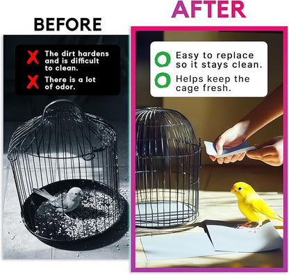 HA SHI Bird Cage Liners, 120 Disposable Newsprint Sheets, Unscented Paper for Pet Enclosures, Packing and Crafts (Standard (20" x 18"))