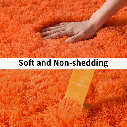 Ailyei Soft Runner Rugs for Bedroom Hallways, 2x3 Orange Fluffy Shag Throw Area Rug Non Slip for Bedside Dorm, Long Shaggy Furry Carpet for Nursery Living Room