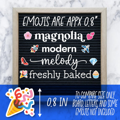 Letterboard Emoji Set, 40 Pieces, Pre-Cut, Full-Color Plastic, with Pegs for Felt Boards, Board Not Included