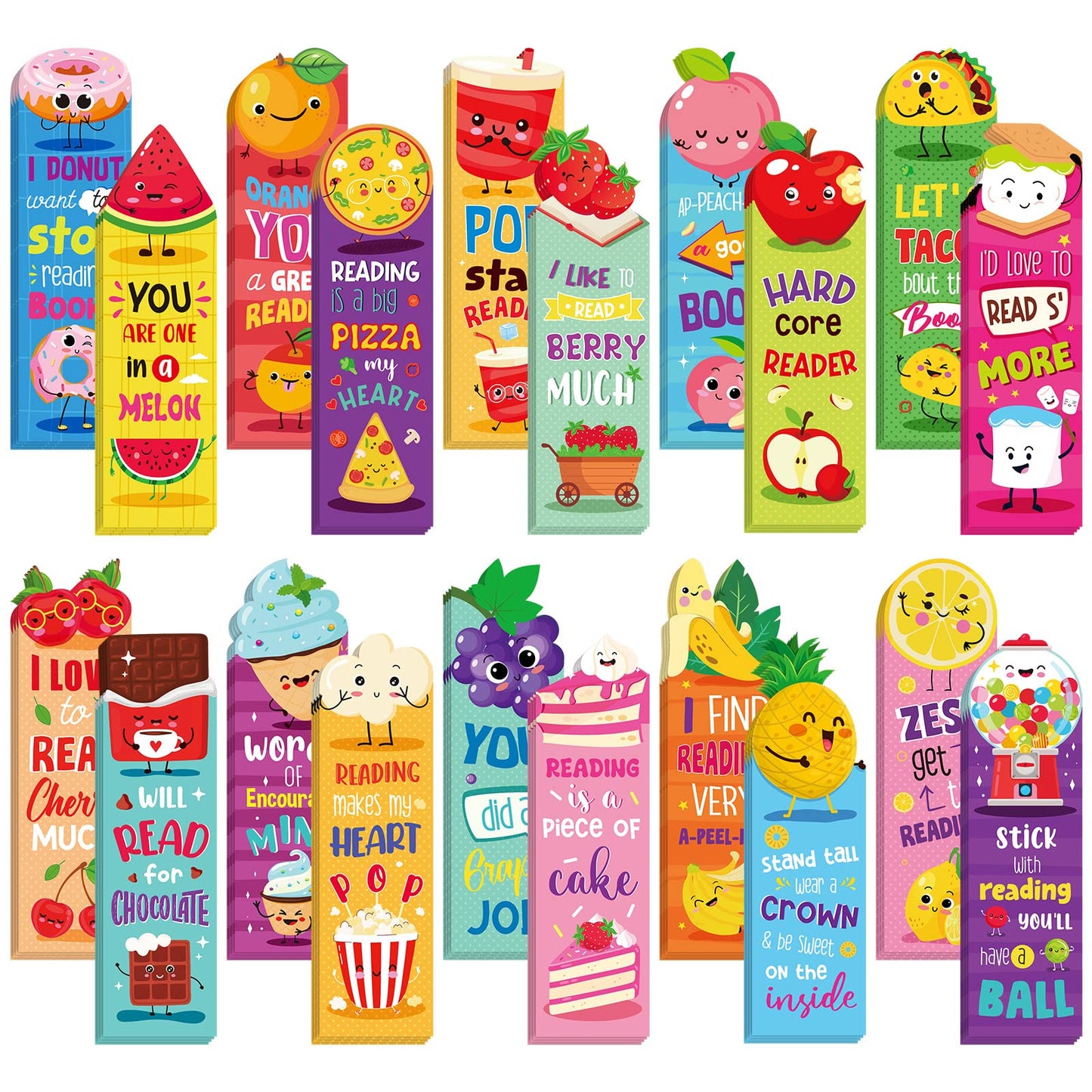 Lincia 120 Pcs Scratch and Sniff Scented Bookmarks Bulk Assorted Fruit Food Theme Smelly Bookmarks Gift for Fruit Lover 20 Styles