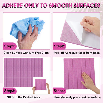 Honoson 12 Pack 48"x 36" Large Cork Board Alternative Felt Bulletin Board Wall Tiles with Safe Square Adhesive Roll Cork Tiles for Walls Home Office Classroom Back to School Pin Panels(Purple)